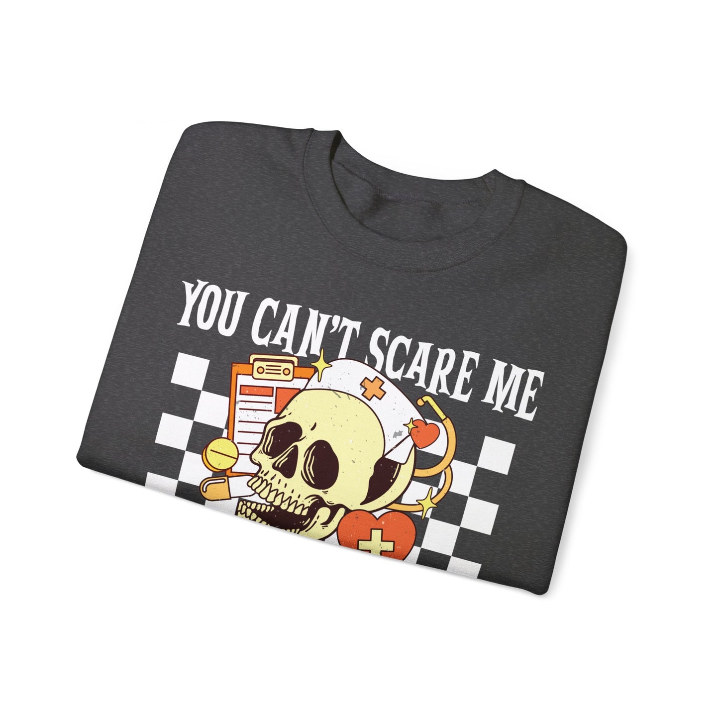 Halloween You Can't Scare Me I'm a Nurse Sweatshirt, Limited Edition Halloween Nurse Checkered Sweatshirt, Nurse Gift, Halloween Party