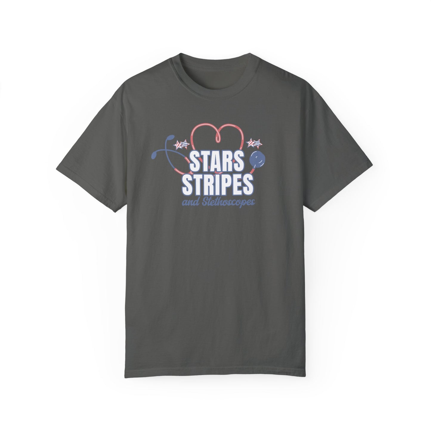 Stars Stripes and Stethoscopes Summer Comfort Colors T-shirt,  America Tee, 4th of July, Nurse T-Shirt, Doctor Tee, Medical 4th of July Tee