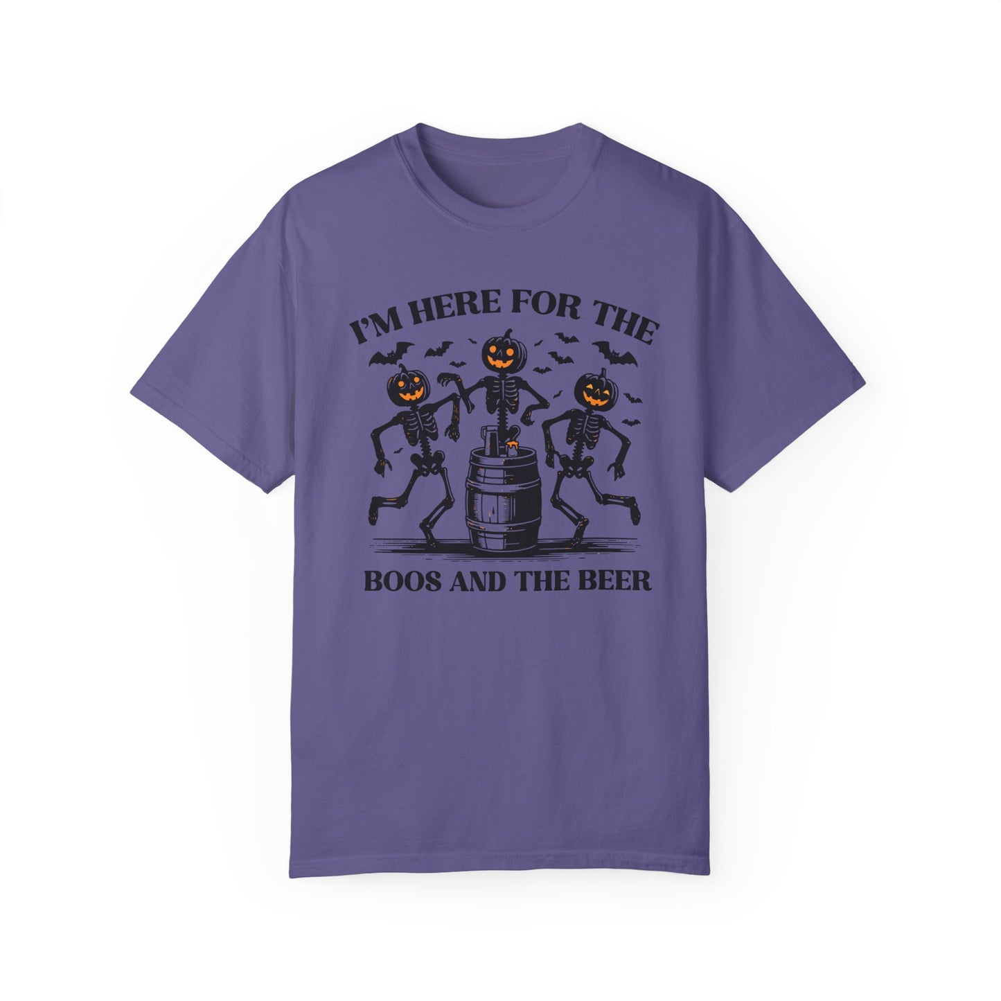 Handcrafted Unique Comfort Halloween T-shirt, Premium Handcrafted Designed I'm here for the Boos and Beer Tee, Made to Order, Halloween Gift