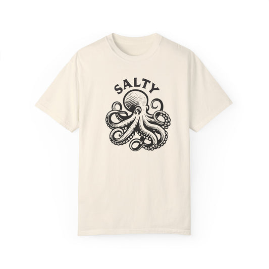 Handcrafted Unique Comfort Salty Octopus Shirt, Oversized Shirt Unique Octopus Gift,  Limited Edition Ocean Gift, Salt Fishing Shirt