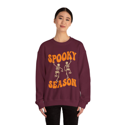 Spooky Season Skeleton Soft Gildan Halloween Sweatshirt, Unique Fun Design for Cooler Halloween Nights, Birthday Christmas Halloween Gift