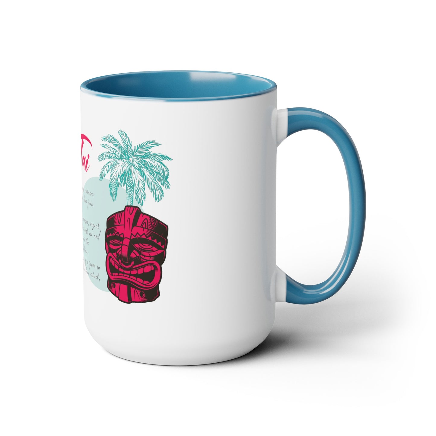 Tiki Drinki - Mai Tai with Recipe Two-Tone Coffee Mugs, 15oz