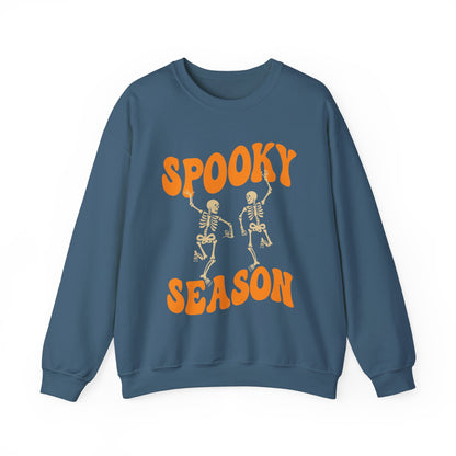 Spooky Season Skeleton Soft Gildan Halloween Sweatshirt, Unique Fun Design for Cooler Halloween Nights, Birthday Christmas Halloween Gift