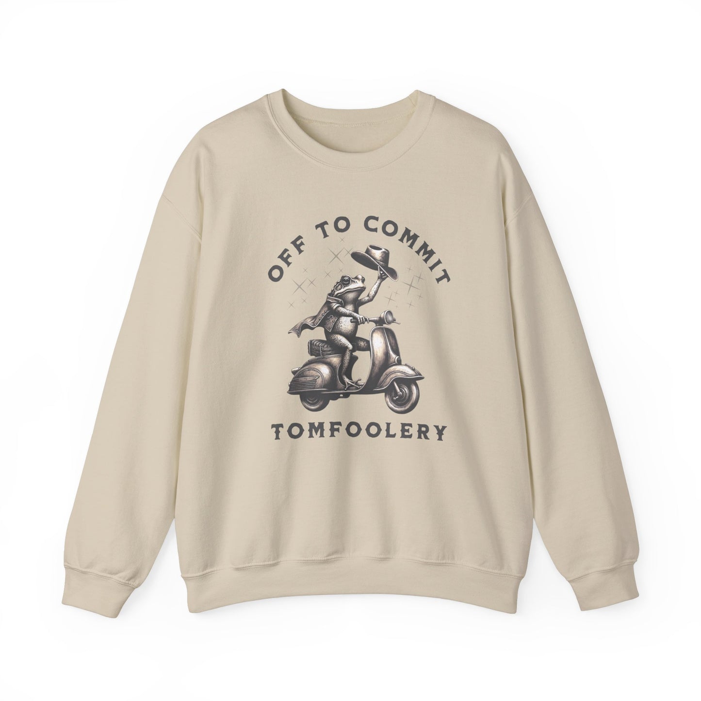 Off to Commit Tomfoolery Mental Health Sweatshirt, Unique Limited Edition Vintage Frog on Scooter Sweatshirt, Birthday Gift, Christmas Gift