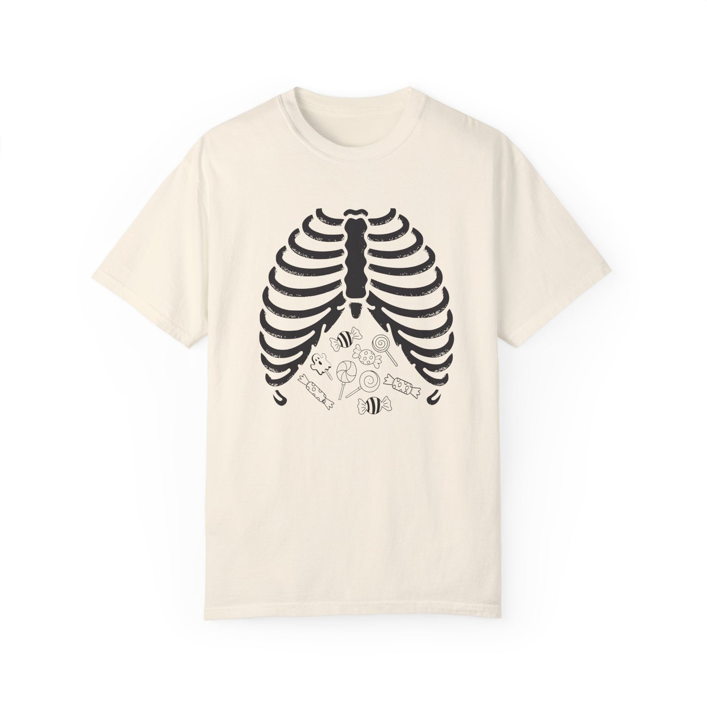 Rib Cage full of Candy Minimal Halloween Costume Shirt, Skeleton XRay Comfort Colors Shirt, Limited Edition Halloween Design, Halloween Gift