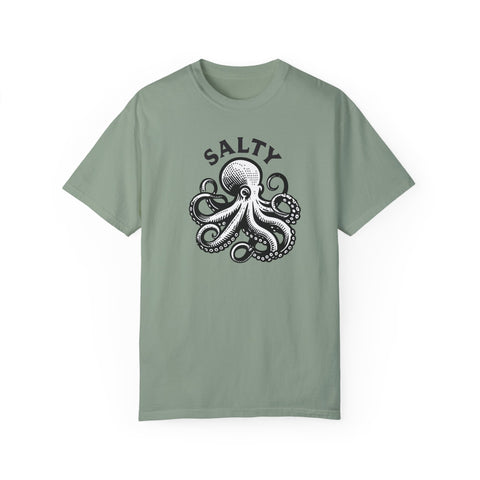 Handcrafted Unique Comfort Salty Octopus Shirt, Oversized Shirt Unique Octopus Gift,  Limited Edition Ocean Gift, Salt Fishing Shirt