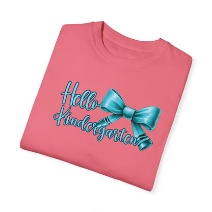 Hello Kindergarten Crayon Bow Back to School Shirt, Limited Edition Kindergarten Teacher Coquette Shirt, Teacher Gift Teacher Assistant Gift